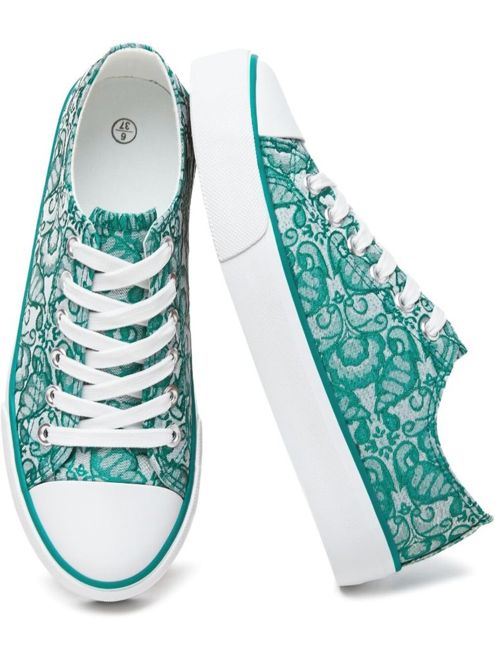 Women's Green Stylish Low top Canvas Comfortable Casual Fashion Walking Sneaker